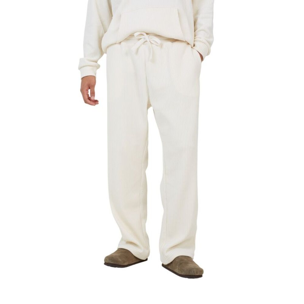 Brave Soul Mens Open Hem Wide Leg Joggers / Cream